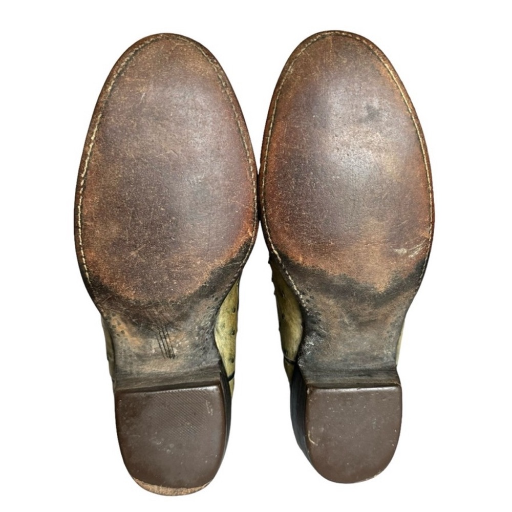 Lucchese Two-Tone Green Ostrich Heeled Cowboy Boots - Picture 8 of 14